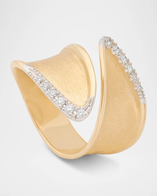 18K Gold Lunaria Twist Wrap Diamond Ring